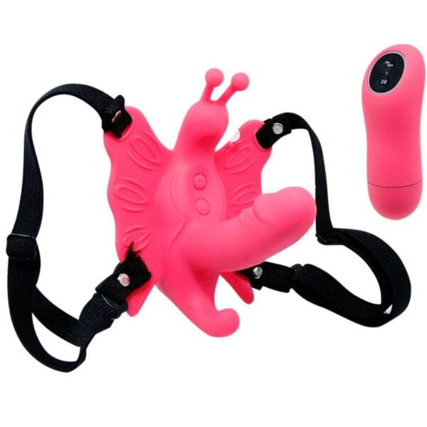Strap-on med sommerfuglvibrator Baile Ultra Passionate, med sommerfuglvibrator og minidildo