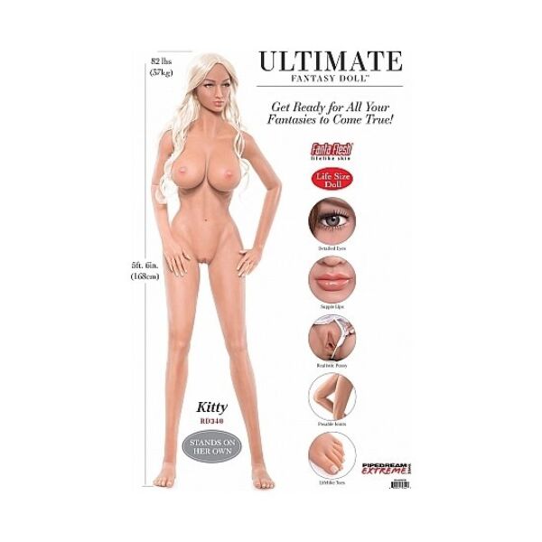 Sexdukken Pipedream Extreme Toyz Kitty på 168 cm med leddet skjelett