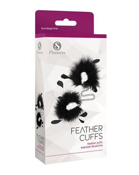 Håndjern S Pleasures Feather Cuffs, to håndjern med fjær koblet sammen med en kjede