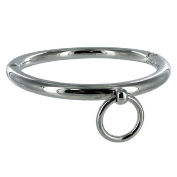 BDSM-halsbånd Metal Hard i forkrommet metall med O-ring