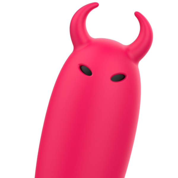 Bullet-vibrator Intense Fun Scarlet 9,3 cm, med horn og gaffelformet hale