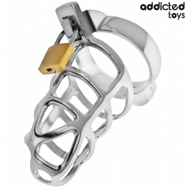 Kyskhetsbur Addicted Toys Silver Lock med basering, lås og nøkler