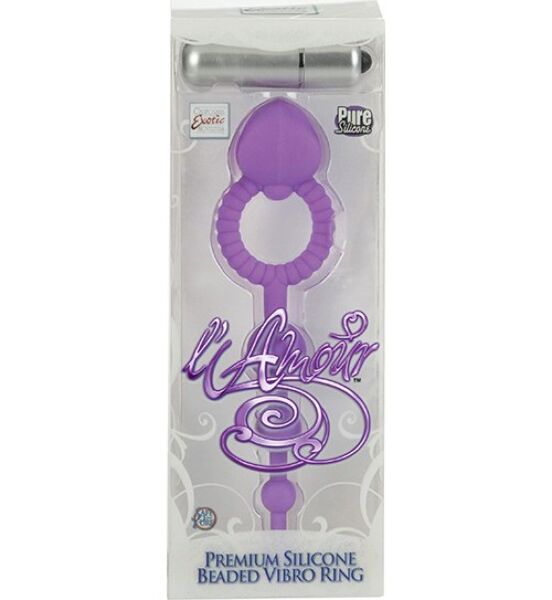 Lilla vibrerende penisring Calexotics L'Amour Premium Beaded Vibro Ring med stimulator og perler