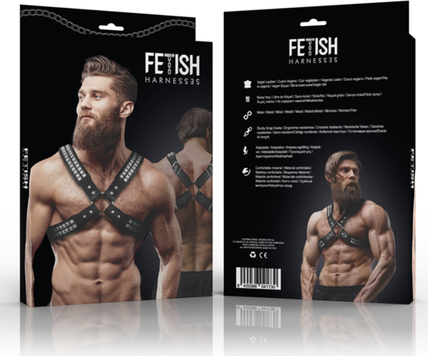 Brystharness til menn Fetish Submissive Attitude, båret på overkroppen