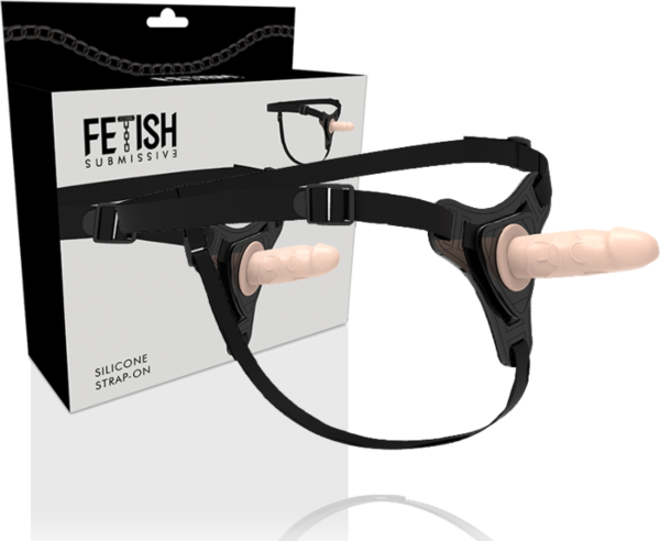 Fetish Submissive strap-on med elastisk belte og silikondel med konisk tupp