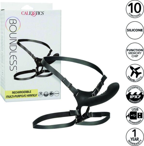 CalExotics Boundless strap-on med stav med buet spiss og stropper rundt midje og lår