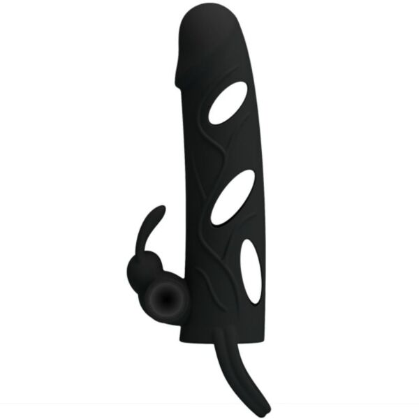 Svart penissleeve i silikon, Pretty Love Male 14 cm, med vibrasjon