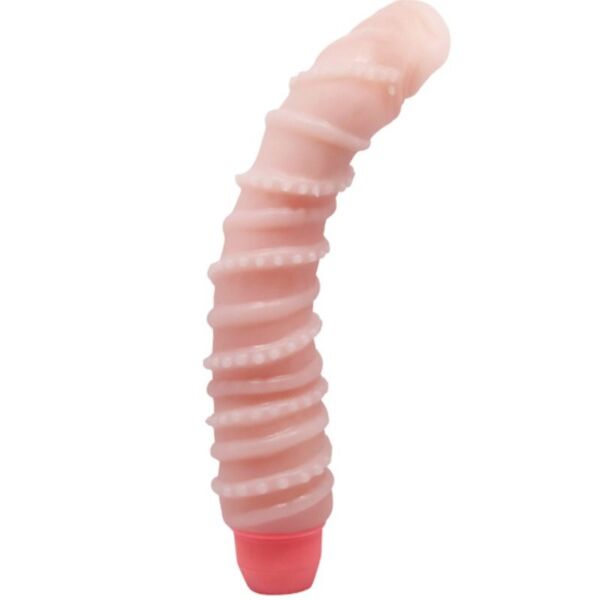 Realistisk vibrator BAILE Flexi Vibe Spiral i hudfarge, med årer og avrundet kjerne