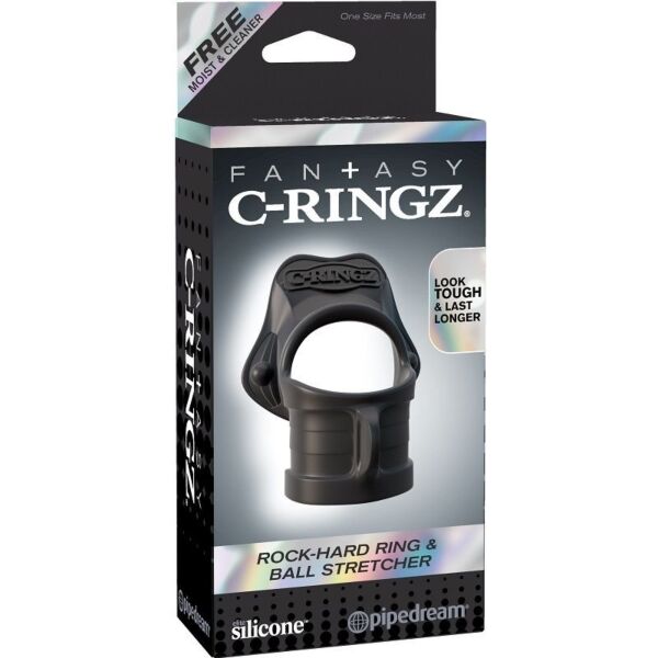 Penisring med testikkelstrekker, Fantasy C-Ring Rock Hard fra Pipedream, i silikon