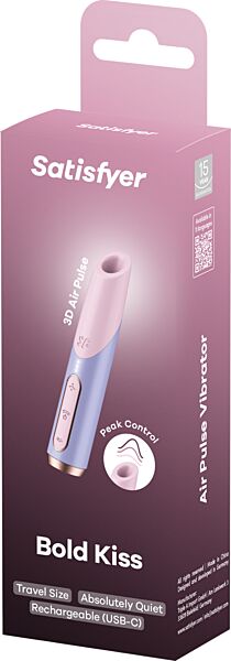 Klitorissuger Satisfyer Bold Kiss Wave i rosa og fiolett