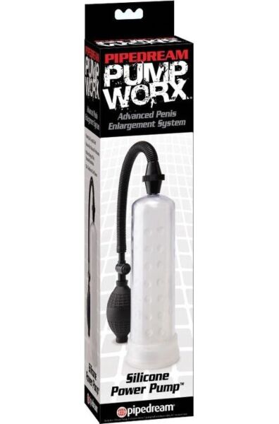 Penispumpe Pump Worx i silikon med gjennomsiktig sylinder