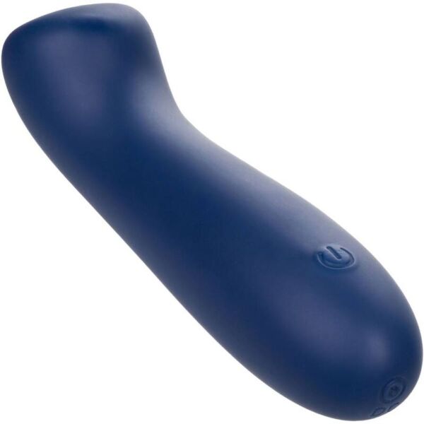 Vibrator CalExotics Cashmere Satin G i blå silikon, med flat topp og bøyelig skaft