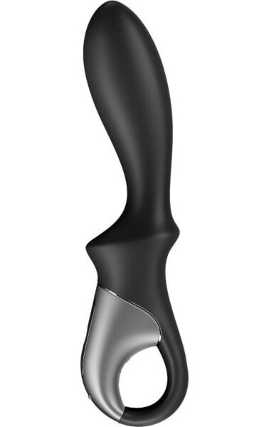 Analvibrator Satisfyer Heat Climax Connect App i svart, med håndtak og holdering
