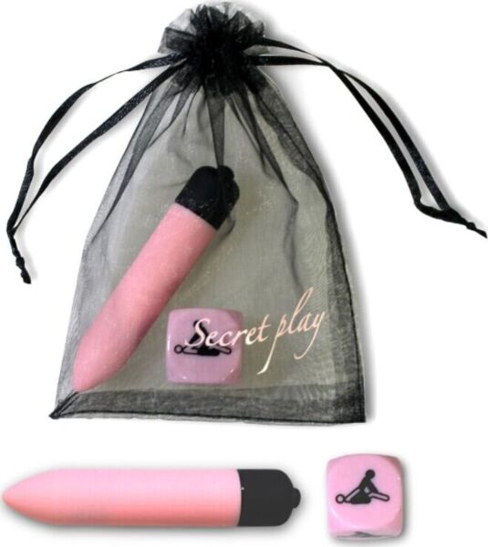 Secret Play Kit Sensual Feelings med rosa vibratoregg, rosa stillingsterning og organzapose