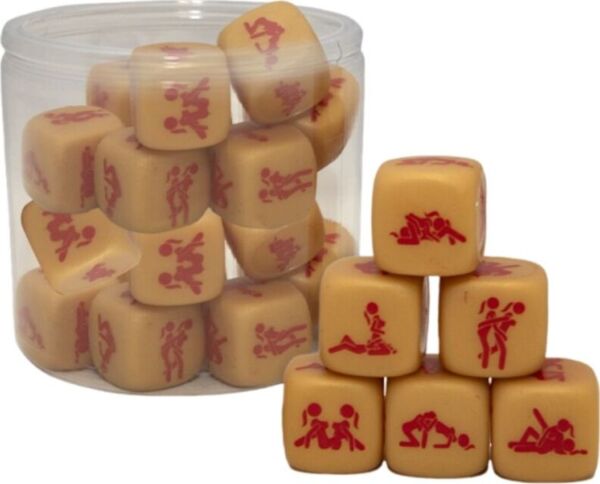 Gullfarget sexterning Diablo Picante Pride Dice of Love med sexstillinger