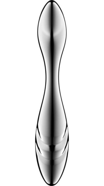 Dildo i rustfritt stål, Satisfyer Pure Gravity 3, sølvfarget og med to ender