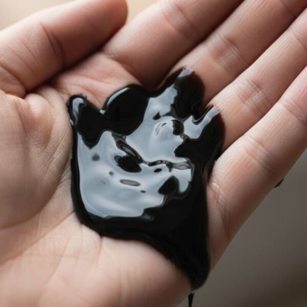 Flaske med glidemiddel EROS Black Touch på 150 ml, i svart farge