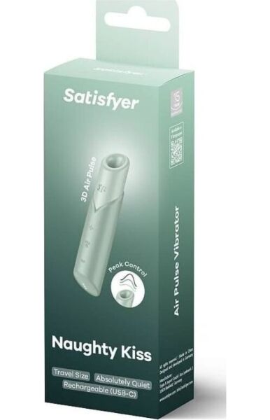 Klitorisstimulatoren Satisfyer Naughty Kiss i mintgrønn, formet som en leppestift