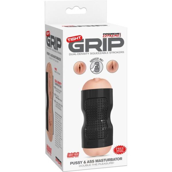 Masturbator PDX Extreme Tight Grip med åpninger som etterligner en vagina og en anus