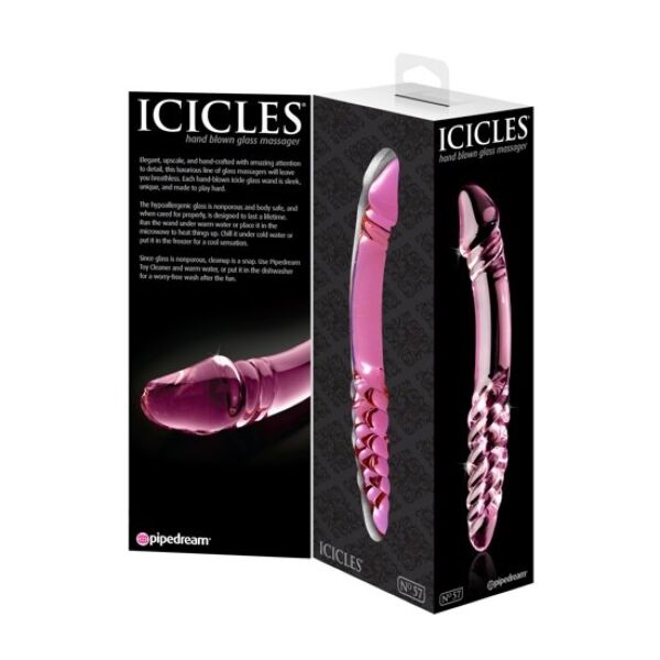 Glassdildo Pipedream Icicles N. 57, dobbeltsidig