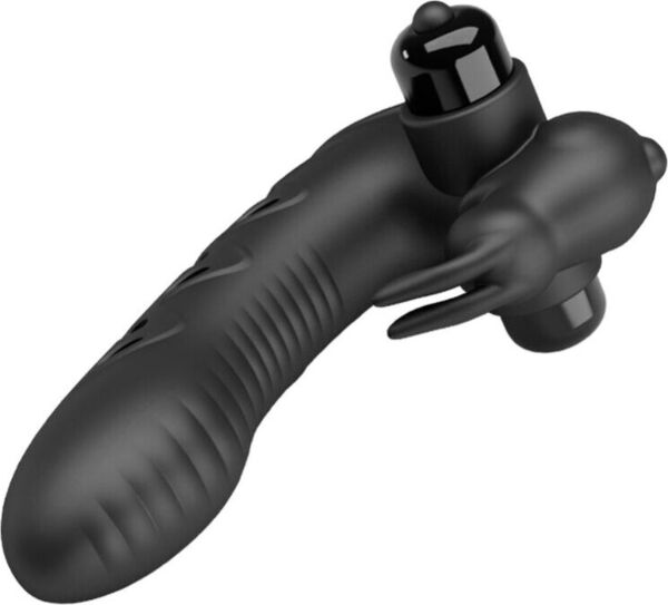 Fingervibrator Pretty Love BI-014851 i kaninform, i blankt svart