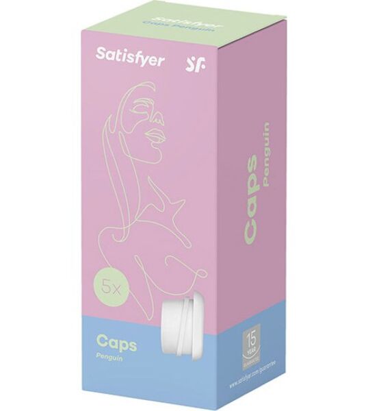 Fem hvite erstatningshoder i silikon til Satisfyer Pro Penguin NG
