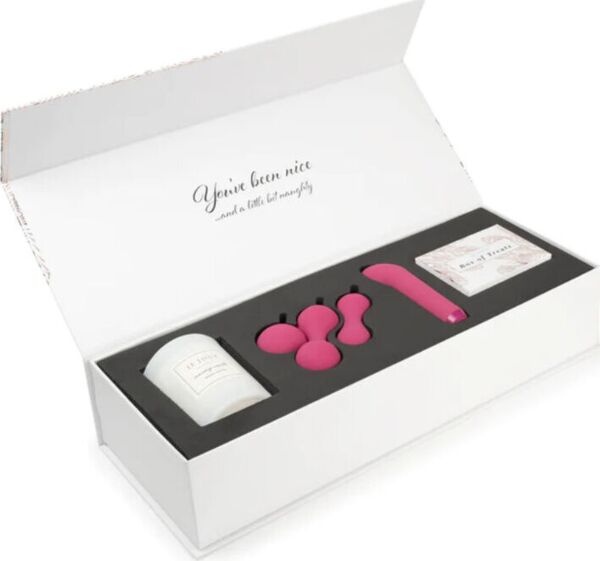 Je Joue Nice & Naughty gavesett med vibratoregg, Ami-kuler, massasjelys og eske med kort