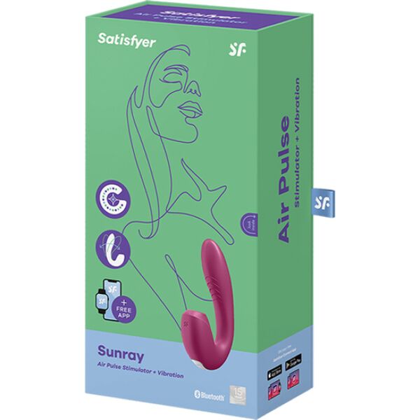 Rabbitvibrator Satisfyer Sunray med klitorisstimulator som bruker trykkbølger