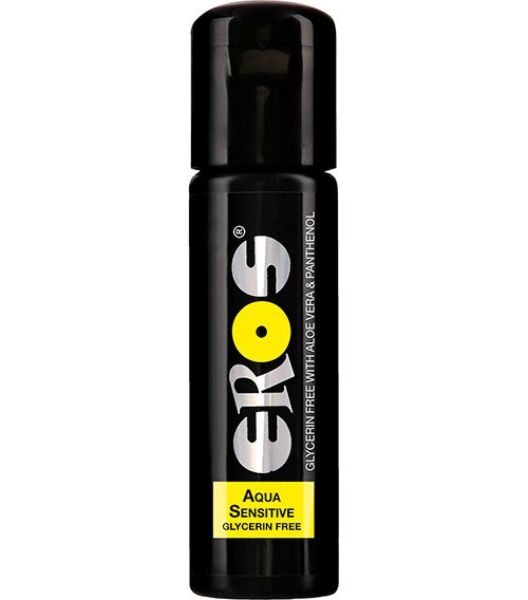 Flaske på 100 ml med glidemiddelet Eros Aqua Sensitive Glycerin Free