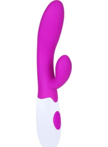 Rabbit-vibrator Pretty Love Flirtation Alvis i lilla og hvitt, med innførbar del og klitorisstimulator