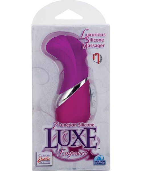 Rosa Calexotics Silicone Luxe Empower minivibrator med buet tupp og opphøyde striper