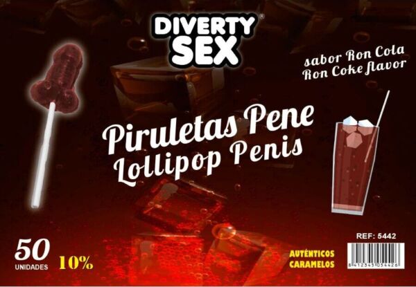 Displayboks med 50 penisslikkepinner fra Diablo Goloso