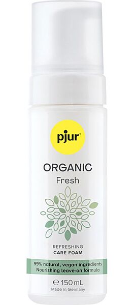 Flaske med rensende intimskum Pjur Organic Fresh på 150 ml