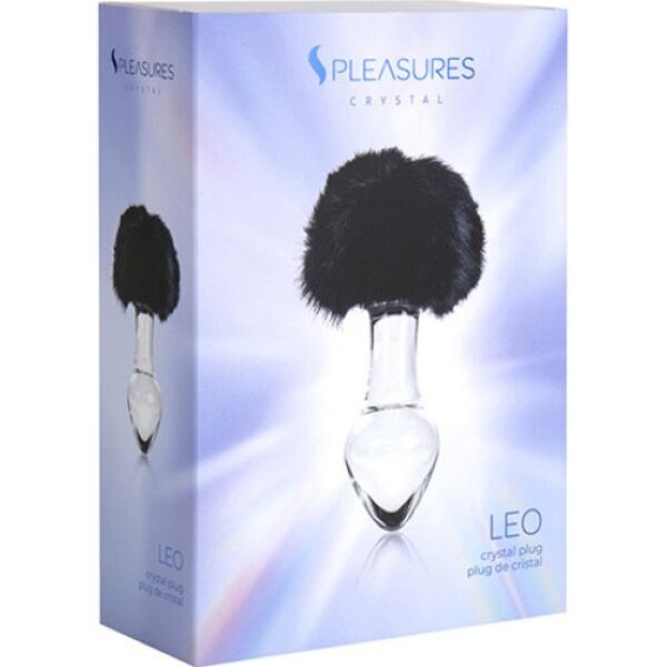 Analplugg S Pleasures Crystal Leo, gjennomsiktig med svart kaninhale
