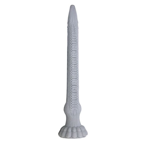 Fantasydildo Power Monsters Basilisk i steingrå silikon med relieffer og fot med sugekopp