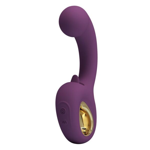 Vibrator med dobbel stimulering, Pretty Love Brynnlee i lilla, med ekstern tunge
