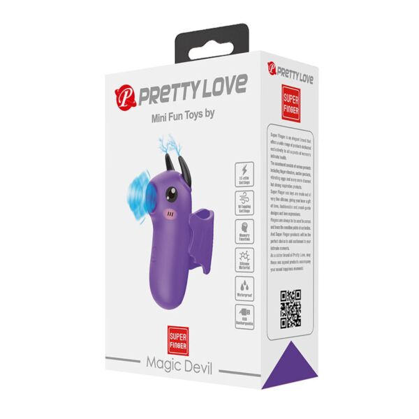 Fingervibrator Pretty Love Magic Devil, lilla og formet som en liten djevel