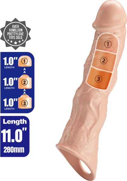 Forlengende penishylse Pretty Love BI-026280, gjennomsiktig og realistisk