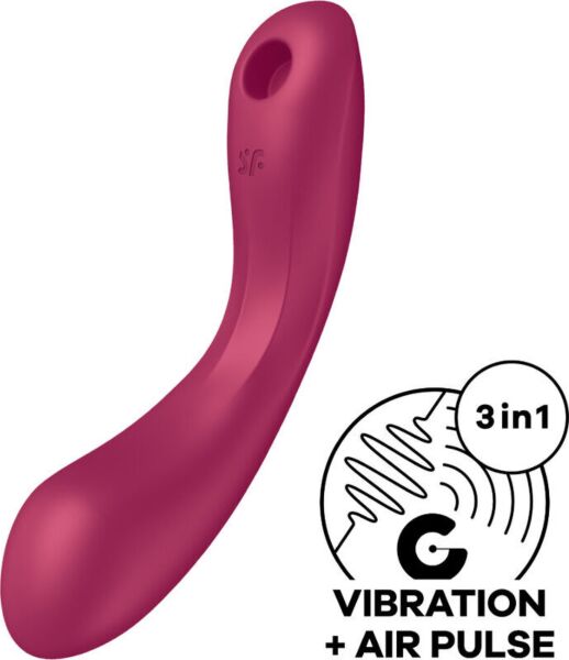Klitorissuger og vibrator Satisfyer Curvy Trinity 1, buet form med munnstykket i den ene enden