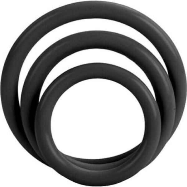 Sett med tre penisringer, CalExotics Tri-Rings, i tre størrelser