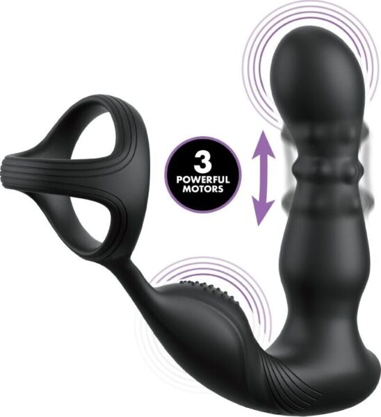 Svart analvibrator Fantasy Elite Ass-Gasm Taint-alizer med område med roterende kuler for mellomkjøttet