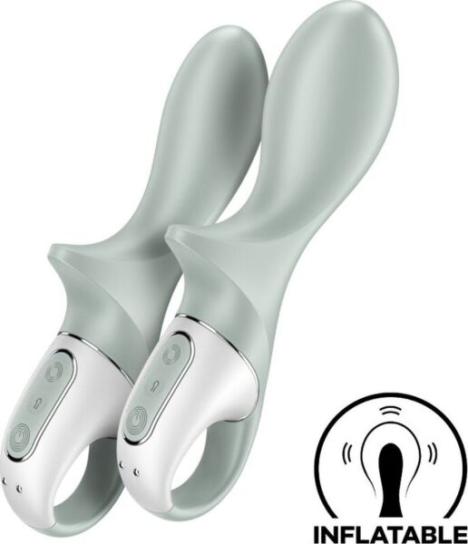 Oppblåsbar analvibrator Satisfyer Air Pump Booty 3 i grønn farge, med ring til å holde i