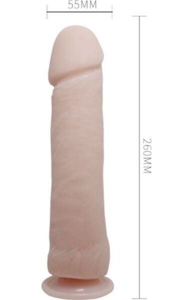 Realistisk vibrator fra Baile, 26 cm, hudfarget, med årer og sugekopp i bunnen