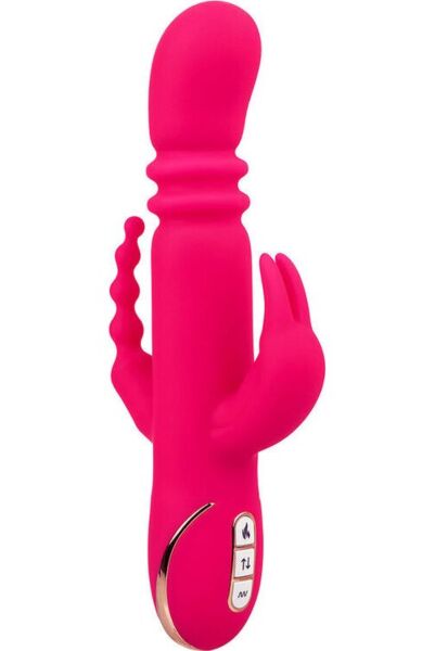 Rabbitvibrator Jack Rabbit Signature Triple Fantasy fra CalExotics, i rosa, med skaft, ører og hale