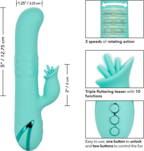Rabbitvibrator CalExotics Bel Air Bombshell med roterende skaft og ekstern stimulator
