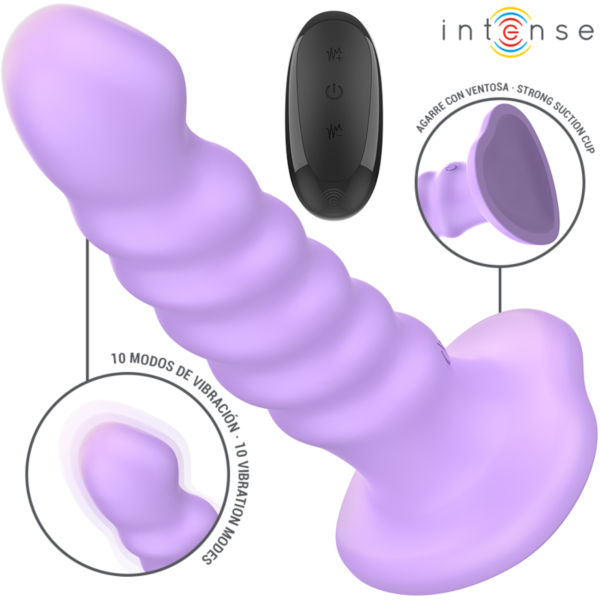 Lilla vibrator Intense Brenda med sugekopp og fjernkontroll