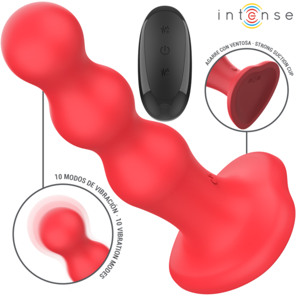 Rød vibrator Intense Cody med strukturert overflate og sugekopp i basen