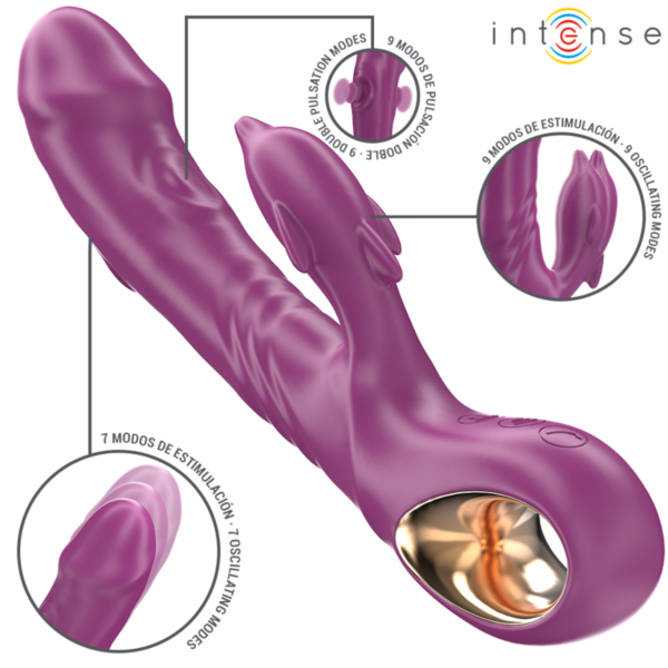 Vibrator Intense Halle i delfinform med stimulerende tunge, i lilla farge