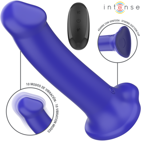 Mørkeblå Intense Victoria-vibrator med sugekopp i basen