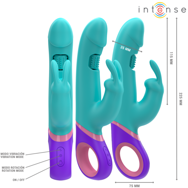 Blå rabbit-vibrator Intense MONICA med roterende G-punktstimulator